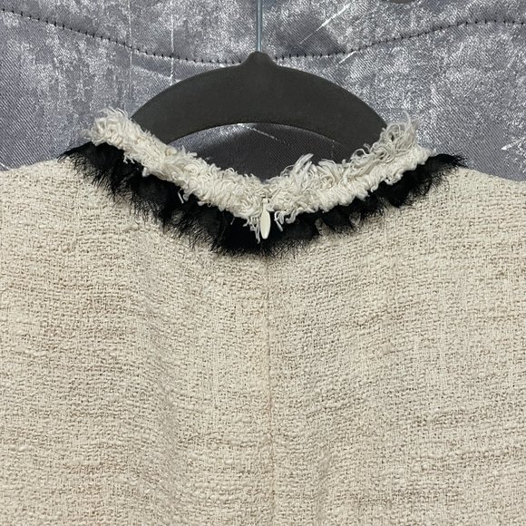 Cream & Black Bow Tweed Fit & Flare Dress - 28" Waist - Picture 7 of 9